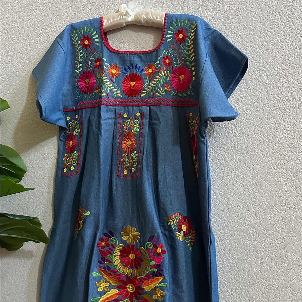 DENIM Long Mexican dresses embroidered - Picture 6 of 6